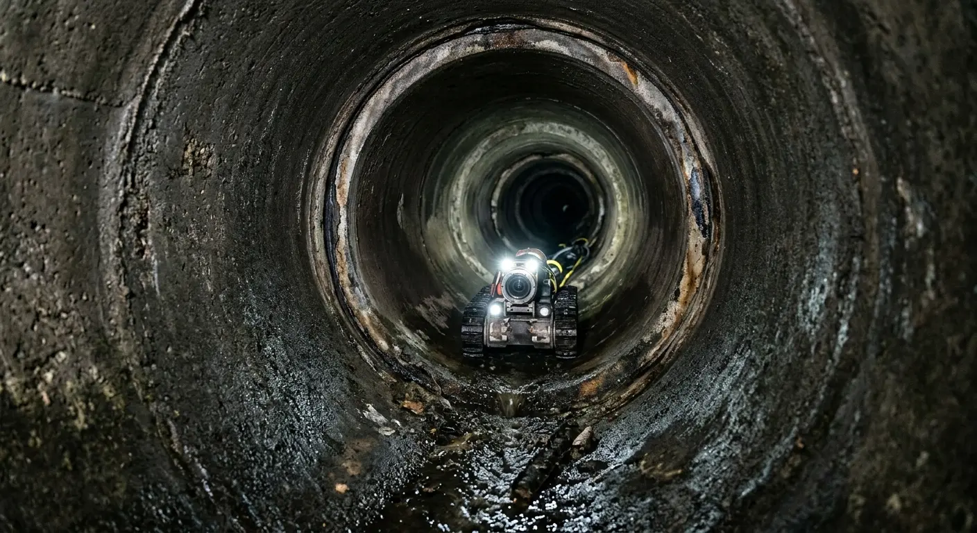 Robotic sewer camera inspecting pipe interior for Sewer Line Cleaning in Meadow Woods